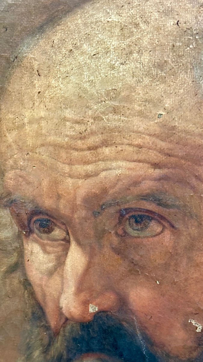 Peinture à l'Huile Sur Toile "portrait d'Un Homme âgé Avec Une Barbe" - Néoclassique-photo-4
