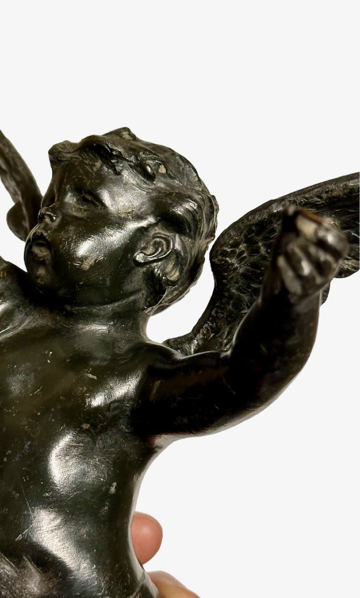 Burnished Metal Angel Statue - 19th Century-photo-3