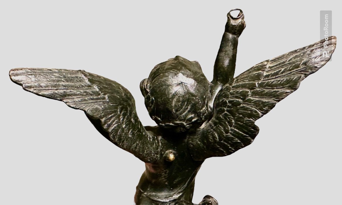 Burnished Metal Angel Statue - 19th Century-photo-2