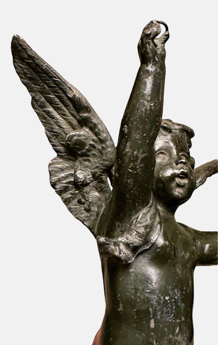 Burnished Metal Angel Statue - 19th Century-photo-3