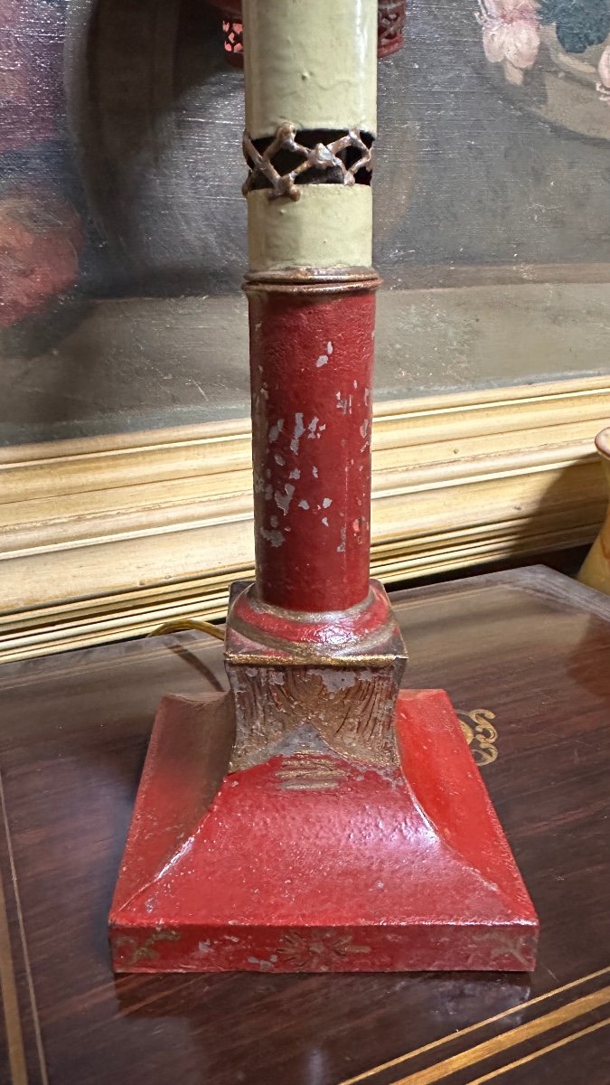 Lampe Rumford En étain Peint - Début XIXème Siècle-photo-3