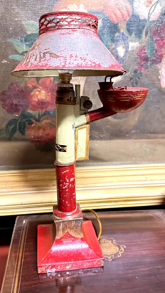 Lampe Rumford En étain Peint - Début XIXème Siècle