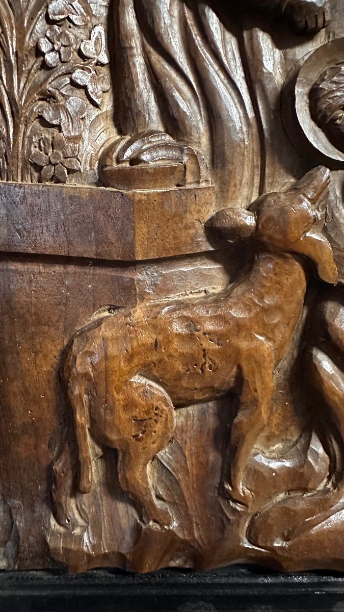Sculpture En Relief En Bois, Panneau Sculpté "sainte Famille" - XIXe Siècle-photo-2