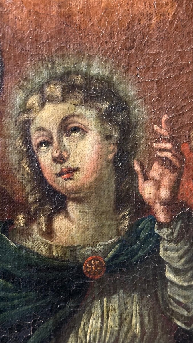 Painting, Oil On Canvas “holy Family” - 17th Century. -photo-1