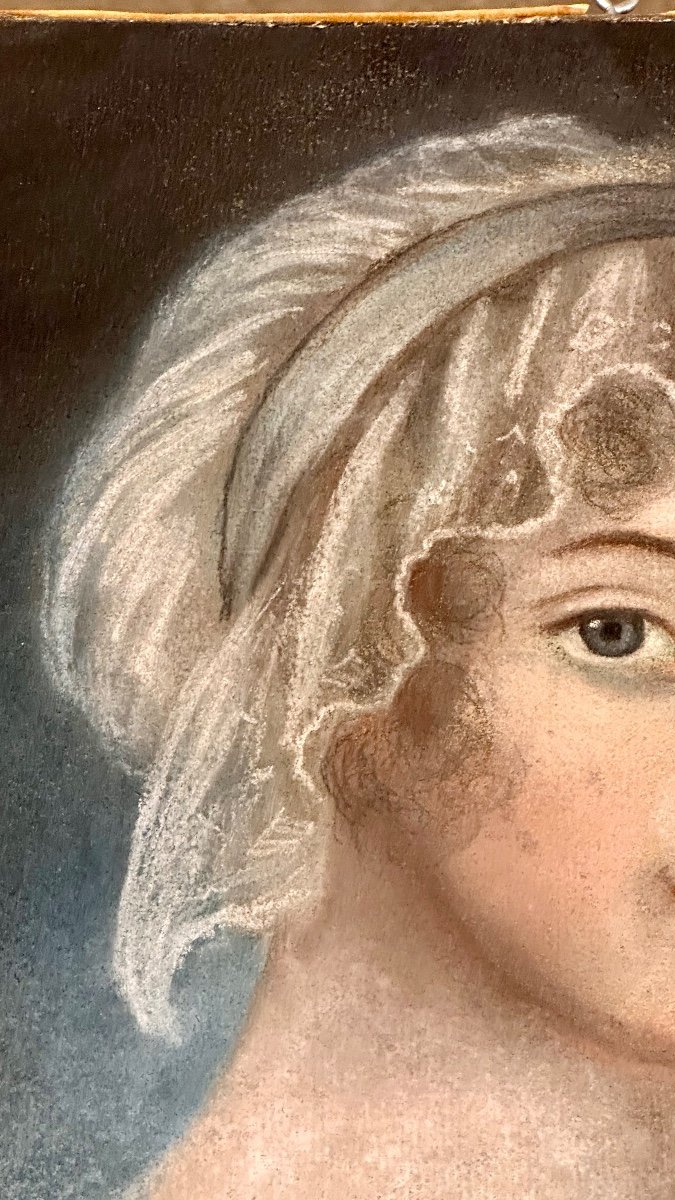 Tableau Au Pastel "portrait De Femme" - 19ème Siècle. -photo-1