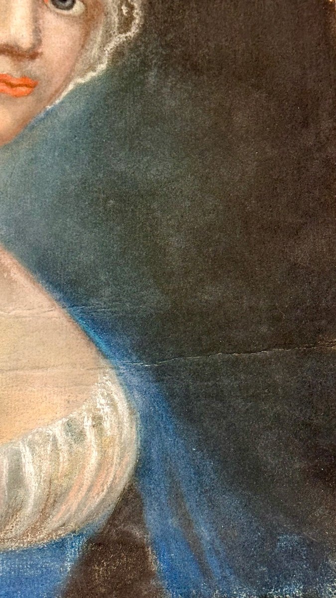Tableau Au Pastel "portrait De Femme" - 19ème Siècle. -photo-4