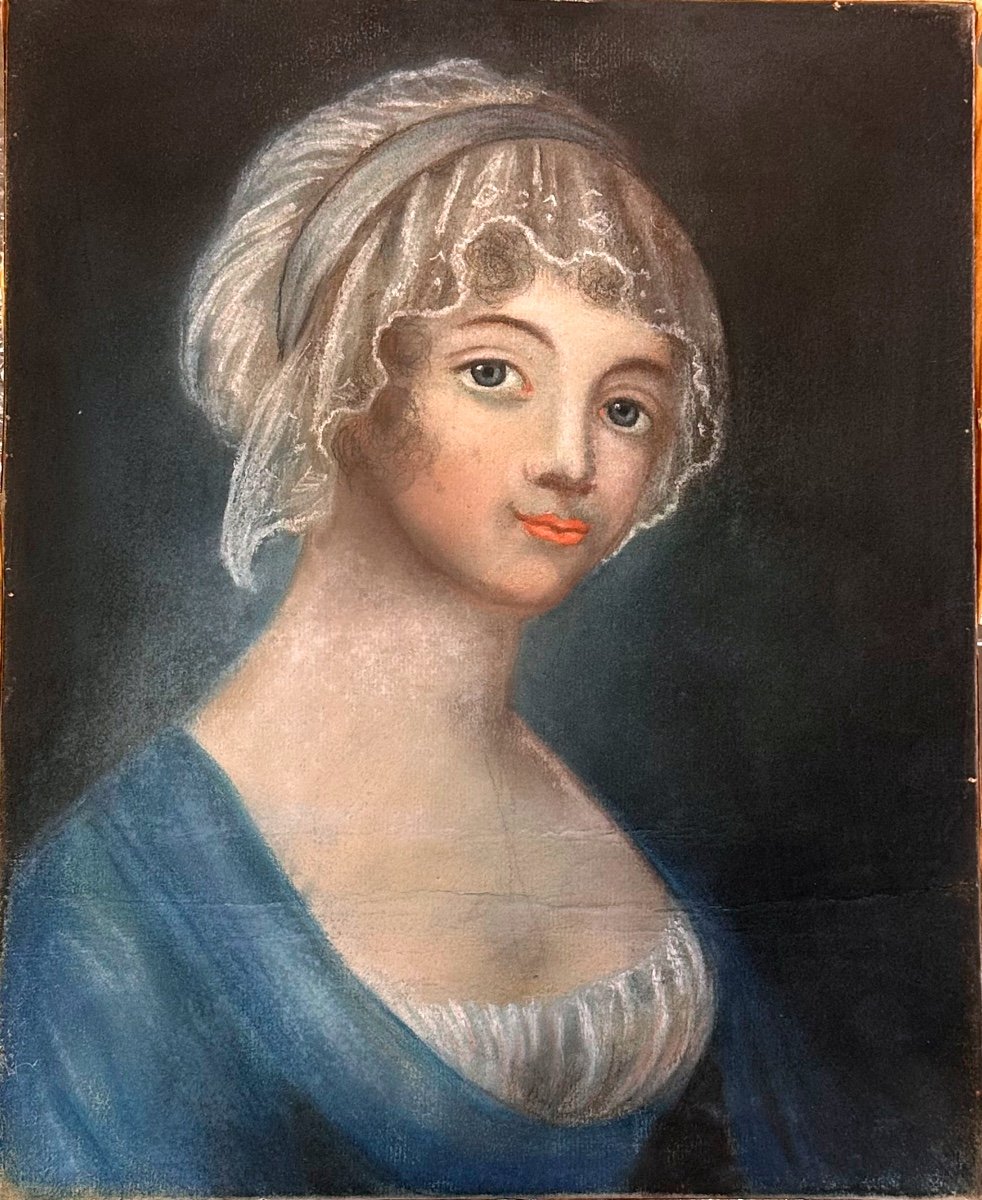 Tableau Au Pastel "portrait De Femme" - 19ème Siècle. 