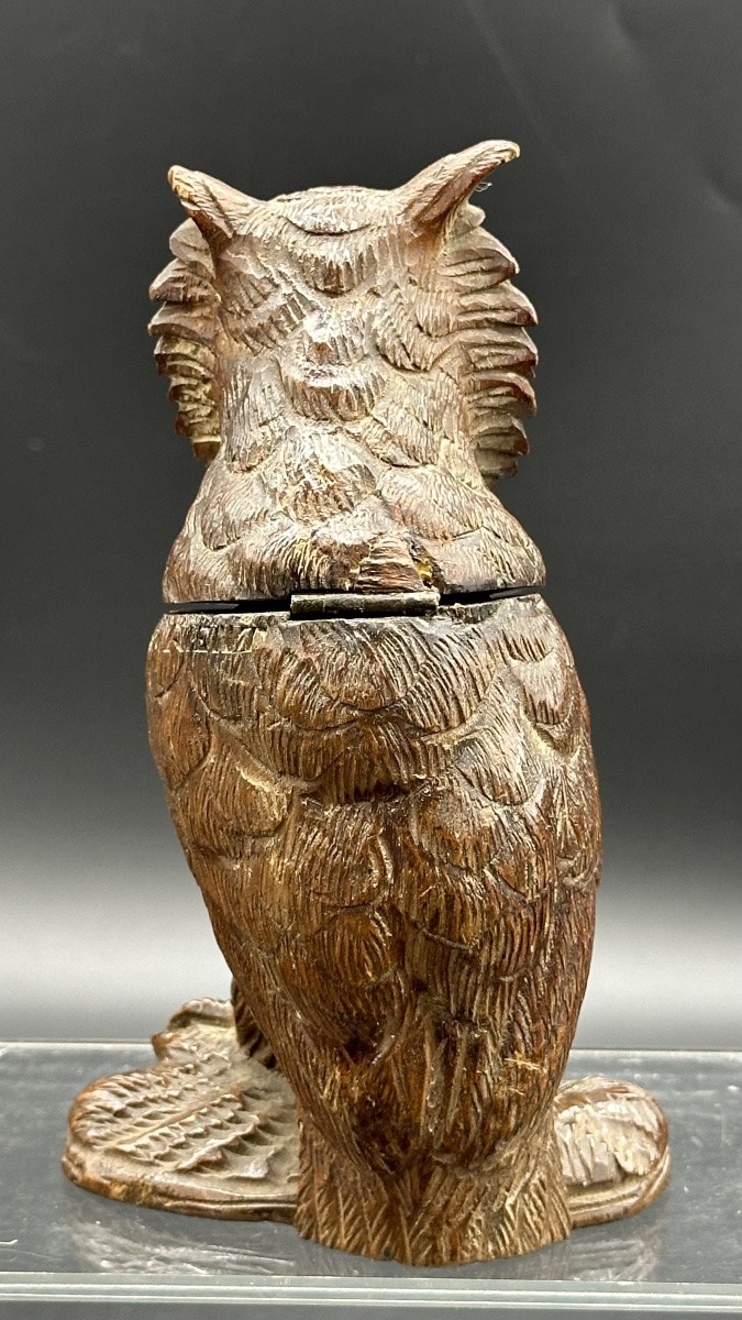 Encrier en bois « Hibou », Forêt-Noire - XIXe siècle -photo-4