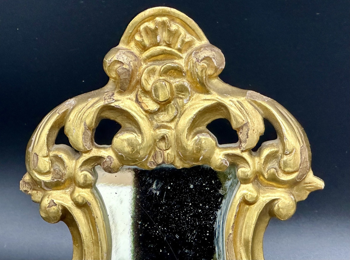 Paire de petits miroirs dorés - XIXe siècle -photo-3