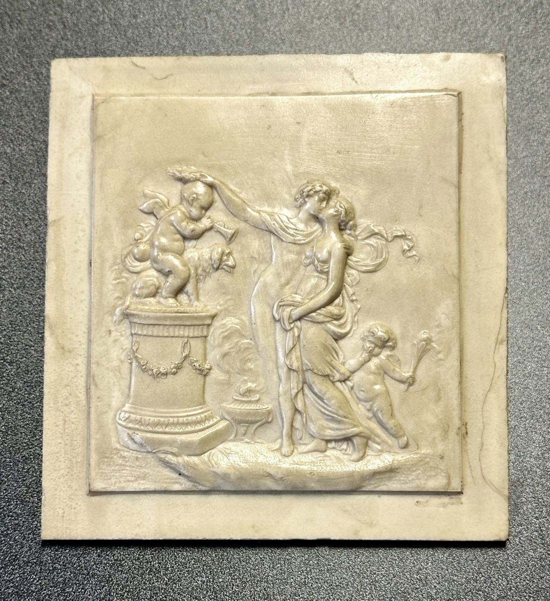 Bas-relief Slab Of Petrified Limestone, Calcite, “allegory” - Napoleon III-photo-2