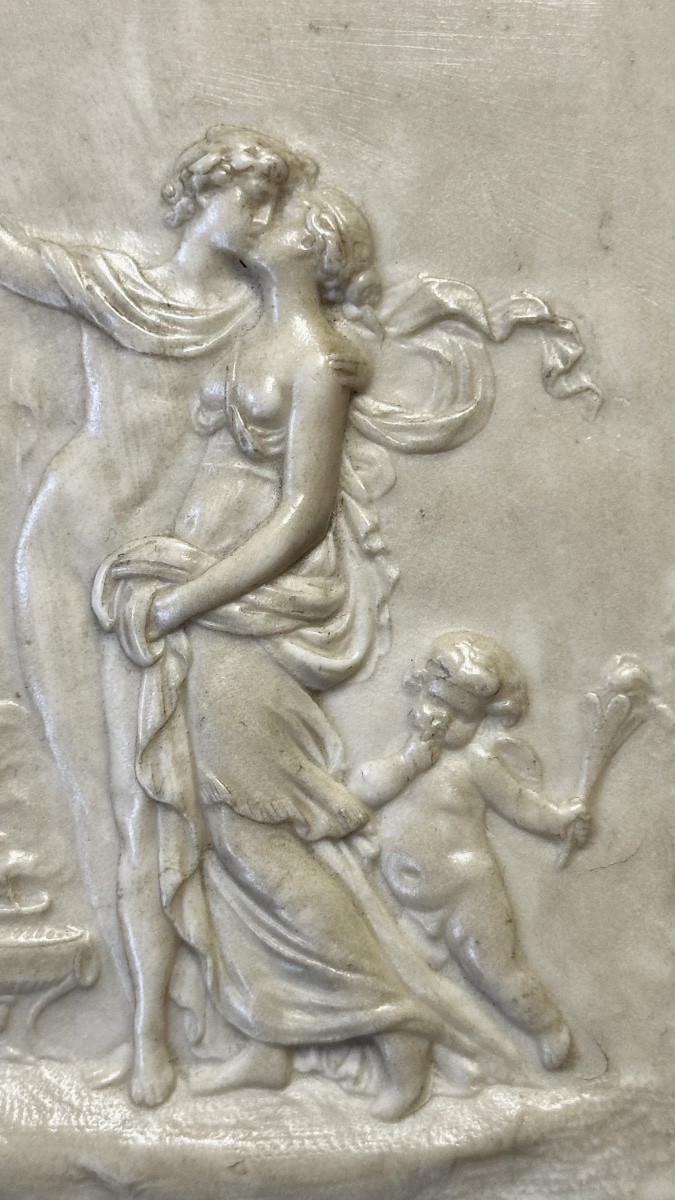 Bas-relief Slab Of Petrified Limestone, Calcite, “allegory” - Napoleon III-photo-3