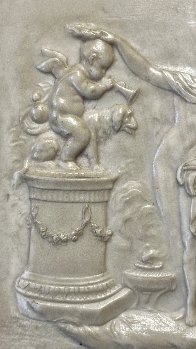 Bas-relief Slab Of Petrified Limestone, Calcite, “allegory” - Napoleon III-photo-4