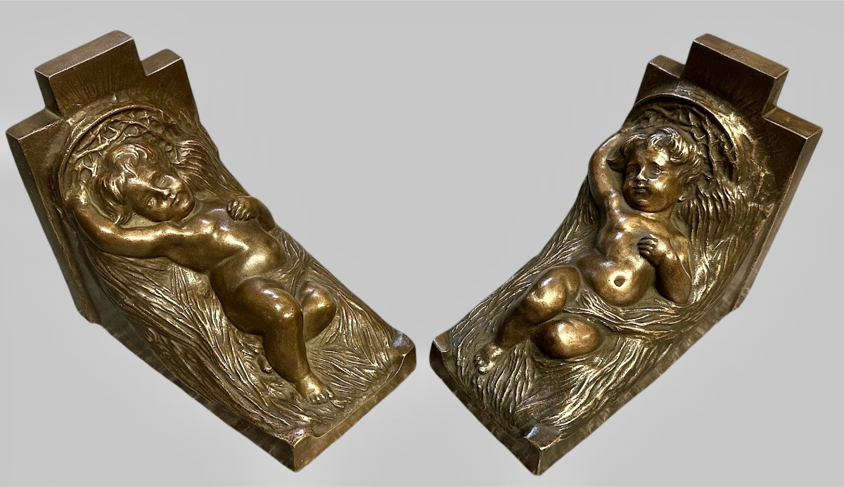 Art Deco Bronze Bookends, Signed Forchino 1930. -photo-4