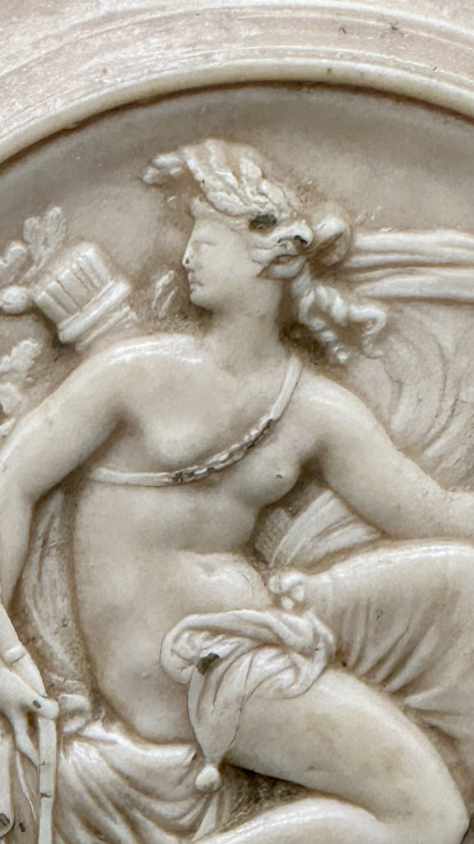 Bas-relief en calcaire pétrifié, calcite, « Allégorie » - NAPOLÉON III-photo-2