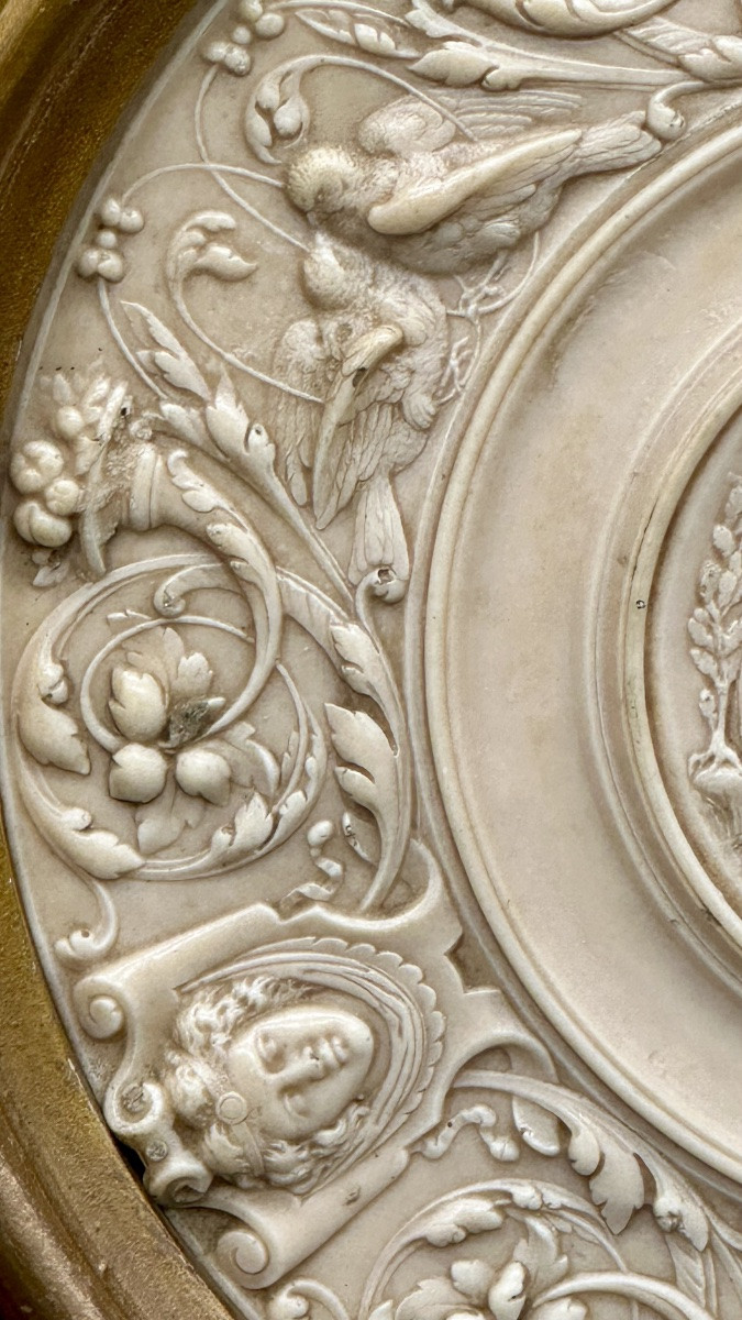 Bas-relief en calcaire pétrifié, calcite, « Allégorie » - NAPOLÉON III-photo-4