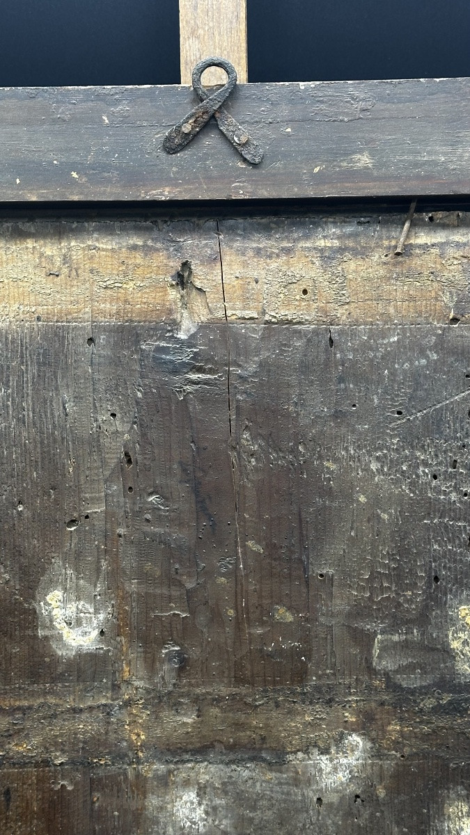 Painting "holy Family", Oil On Panel - 19th Century-photo-6