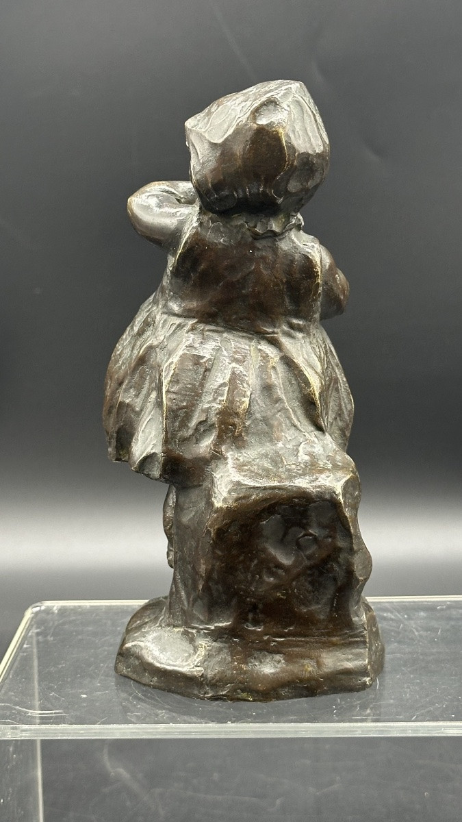 Sculpture en bronze « Fille timide » – Début du XXe siècle.-photo-4