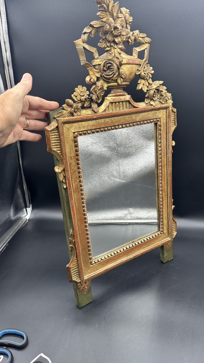 Gilded Wooden Wall Mirror With Floral Decoration – Napoleon III.-photo-2