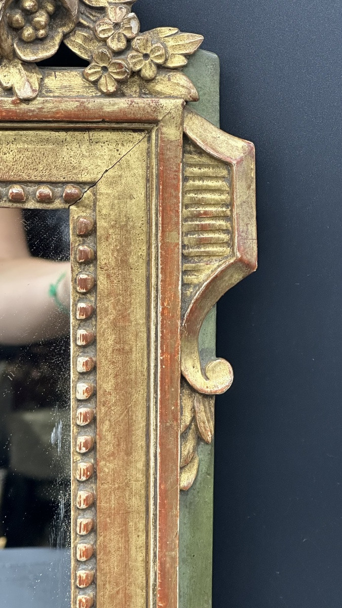 Gilded Wooden Wall Mirror With Floral Decoration – Napoleon III.-photo-3