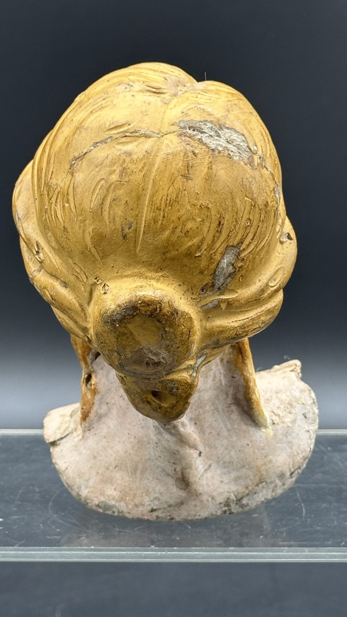 Buste de femme en terre cuite polychrome – XVIIIe siècle-photo-4