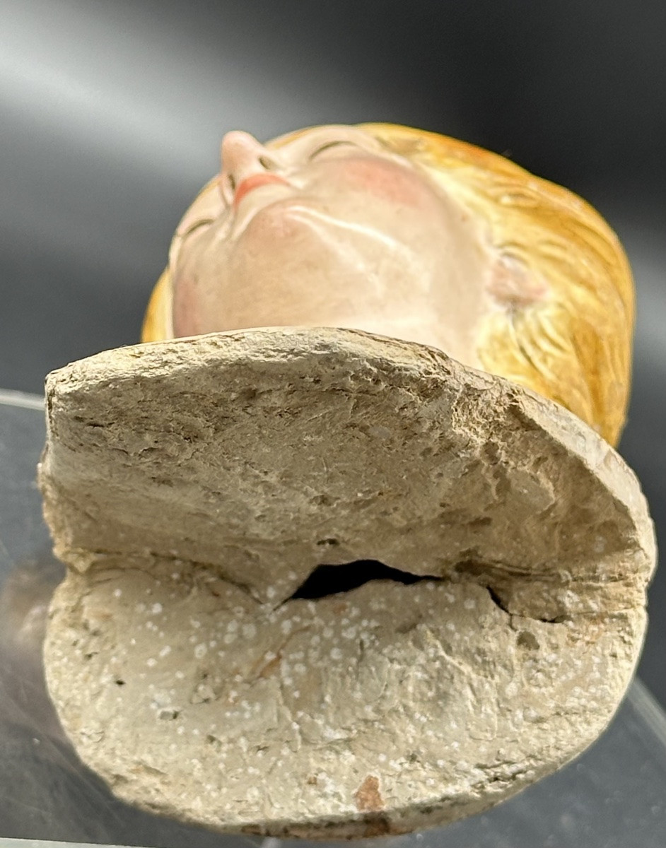 Buste de femme en terre cuite polychrome – XVIIIe siècle-photo-3