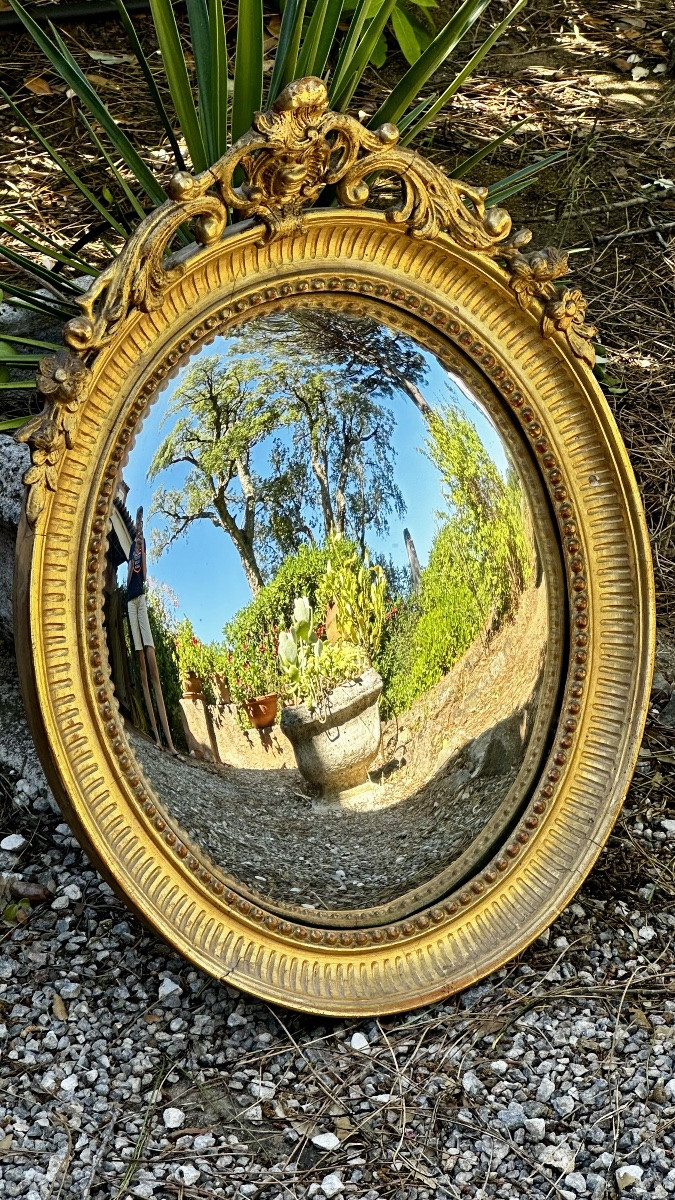 Miroir « Sorcière » en bois doré, XIXe siècle-photo-2