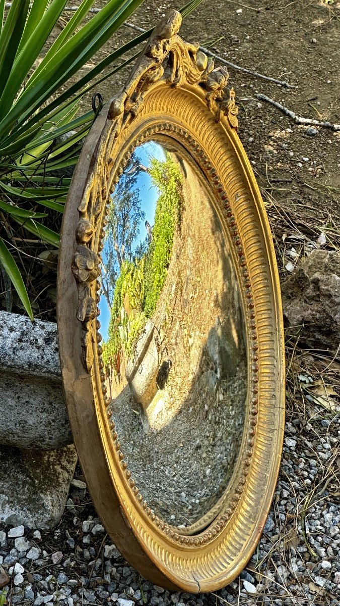 Miroir « Sorcière » en bois doré, XIXe siècle-photo-2