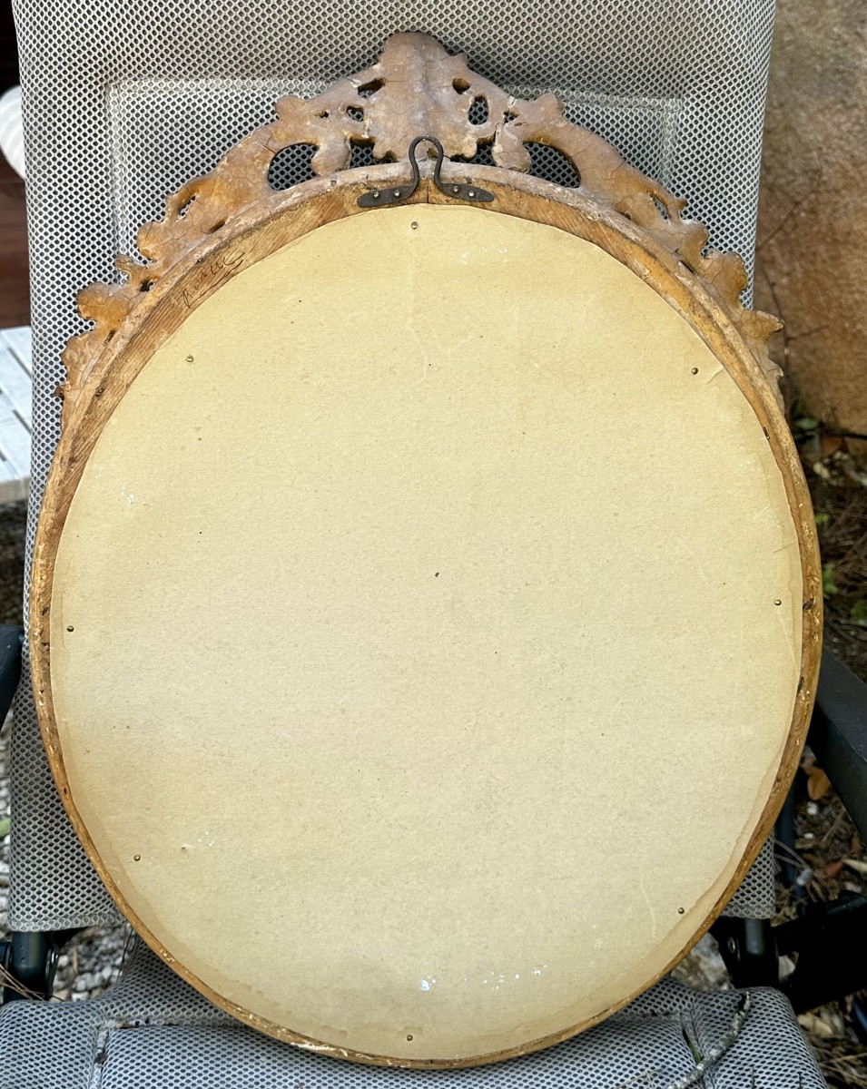 Miroir « Sorcière » en bois doré, XIXe siècle-photo-3
