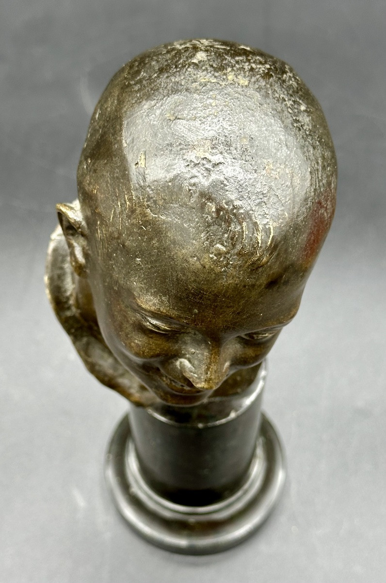 Bronze Bust Of A Young Man – Signed T. Campajola Italy, Early 20th Century-photo-7