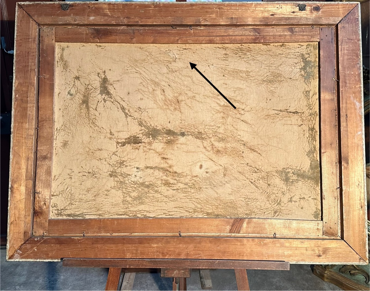 19th-century Pastoral Painting "landscape With Figures" – Oil On Canvas With Gilded Frame-photo-5