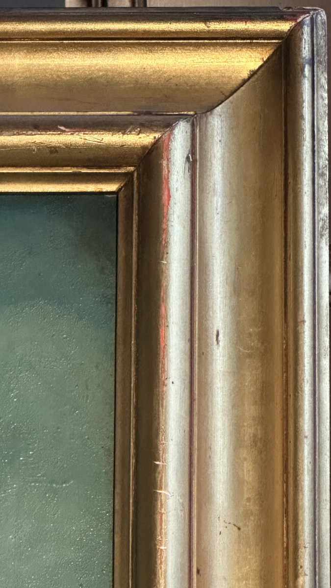 19th-century Pastoral Painting "landscape With Figures" – Oil On Canvas With Gilded Frame-photo-6