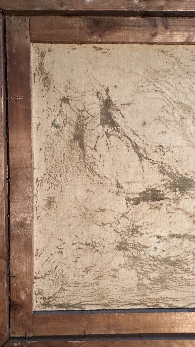 19th-century Pastoral Painting "landscape With Figures" – Oil On Canvas With Gilded Frame-photo-8