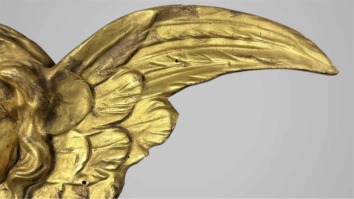 Paire de chérubins ailés en bois doré – XVIIIe/XIXe siècle-photo-2