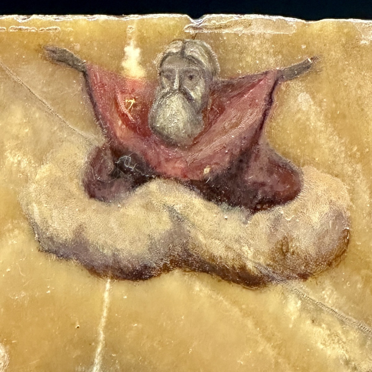 Painting, Oil On Flowered Alabaster "death Of Saint Joseph" - 17th Century.-photo-4