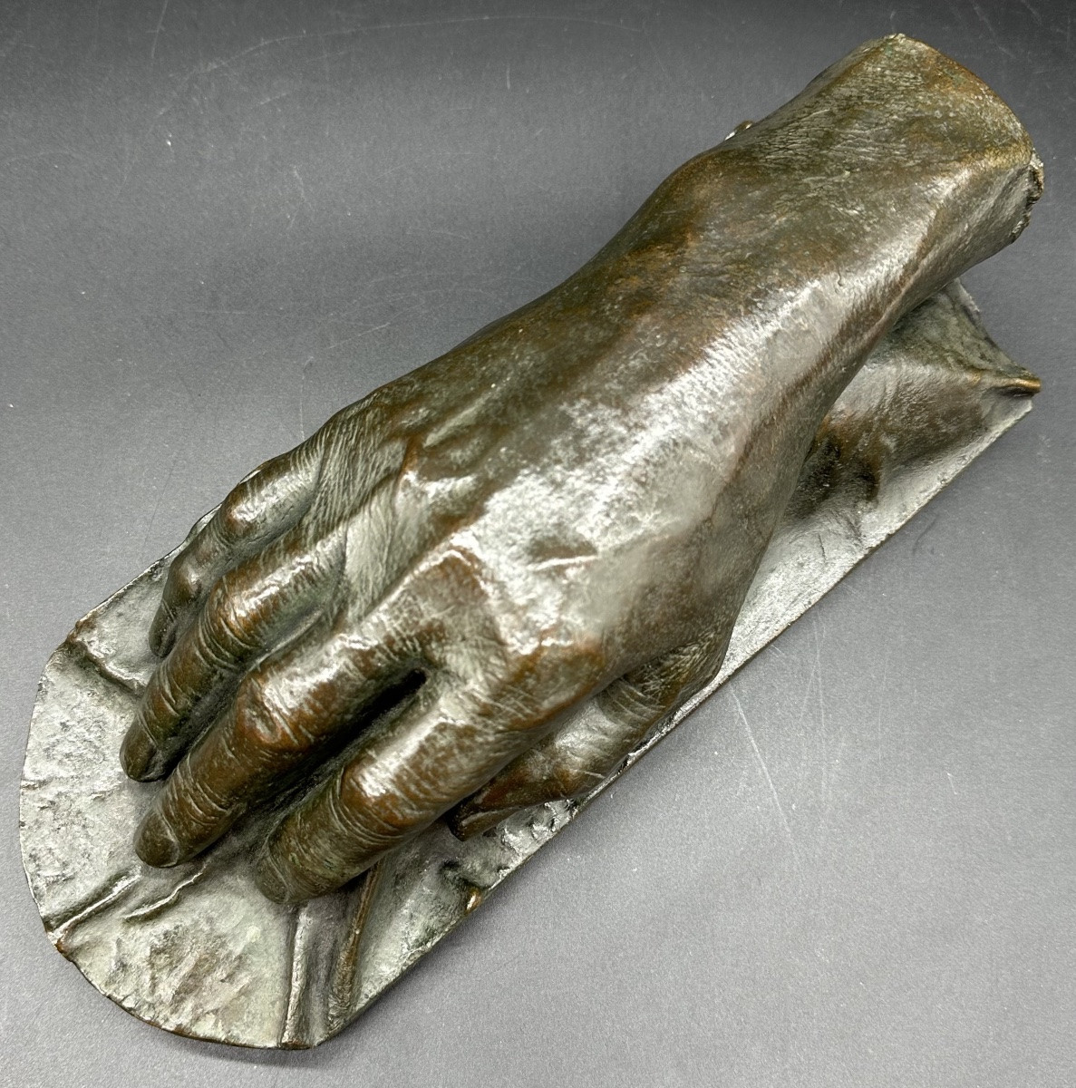 Sculpture Depicting A Hand – Patinated Bronze, Early 1900s-photo-7