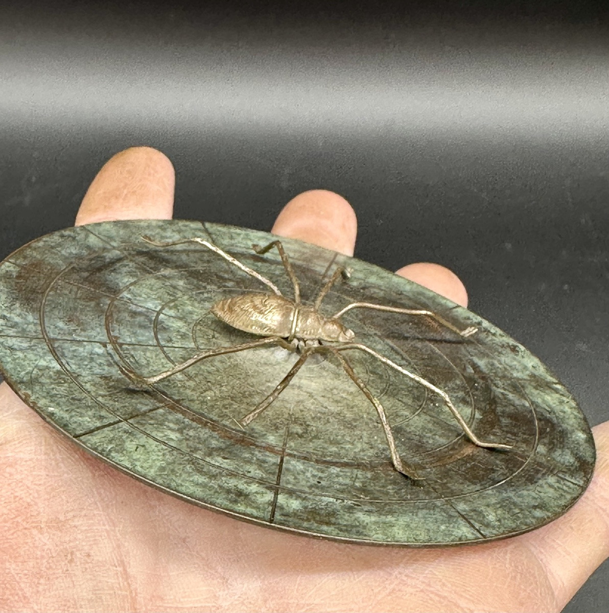 Antique Wooden Box With Lid Decorated With A Spider - Art Deco Period-photo-4
