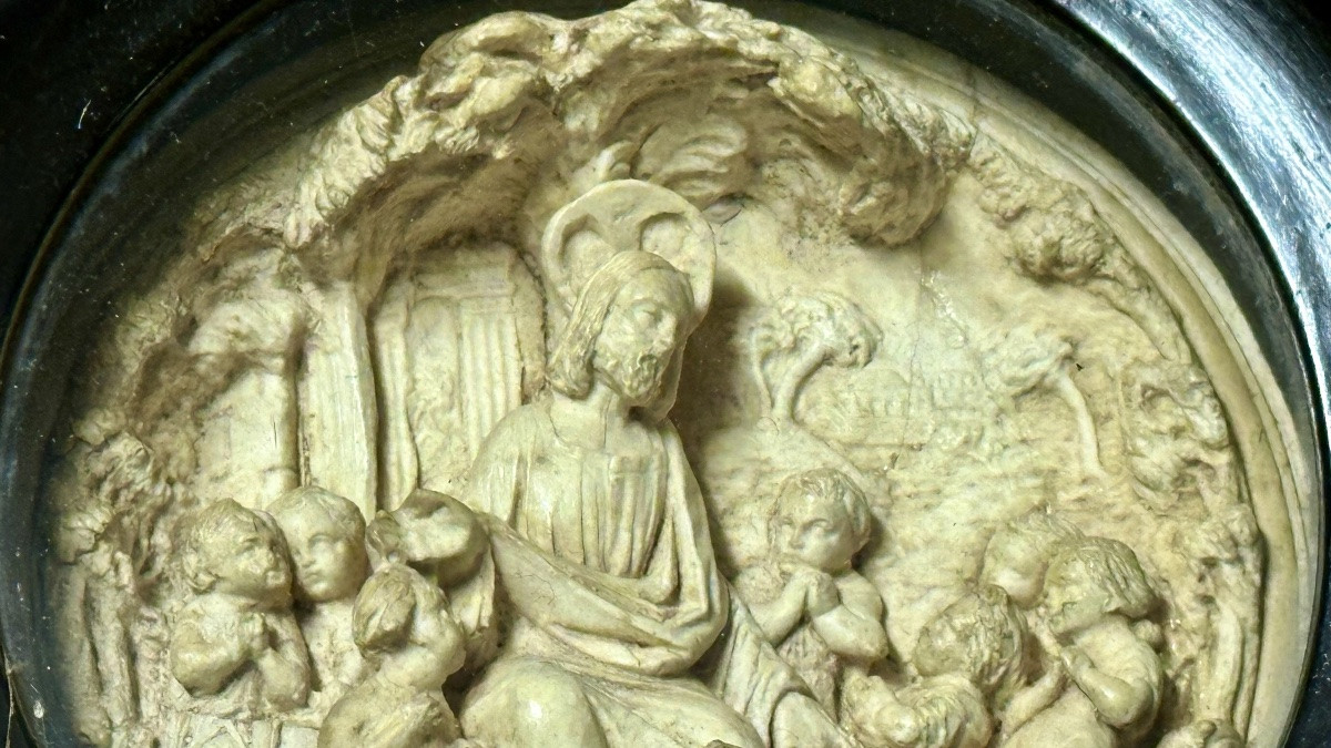 Bas-relief en écume de mer représentant « Jésus et les enfants » - Napoléon III.-photo-1