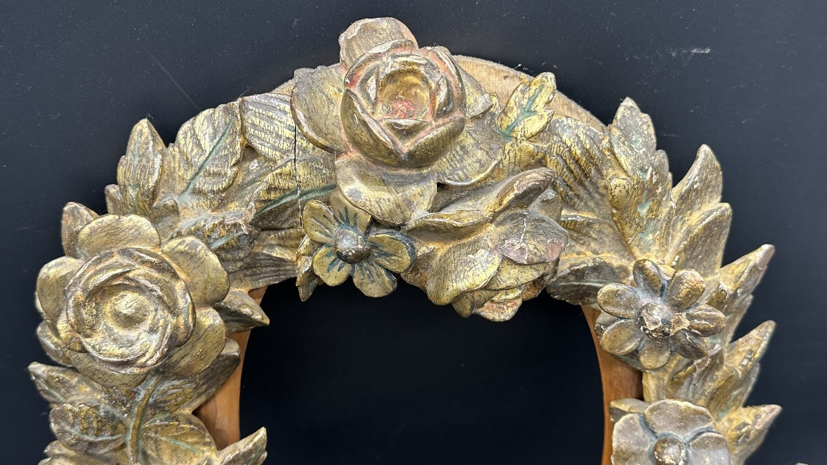 Cadre ancien en bois sculpté et doré - XVIIIe siècle-photo-2