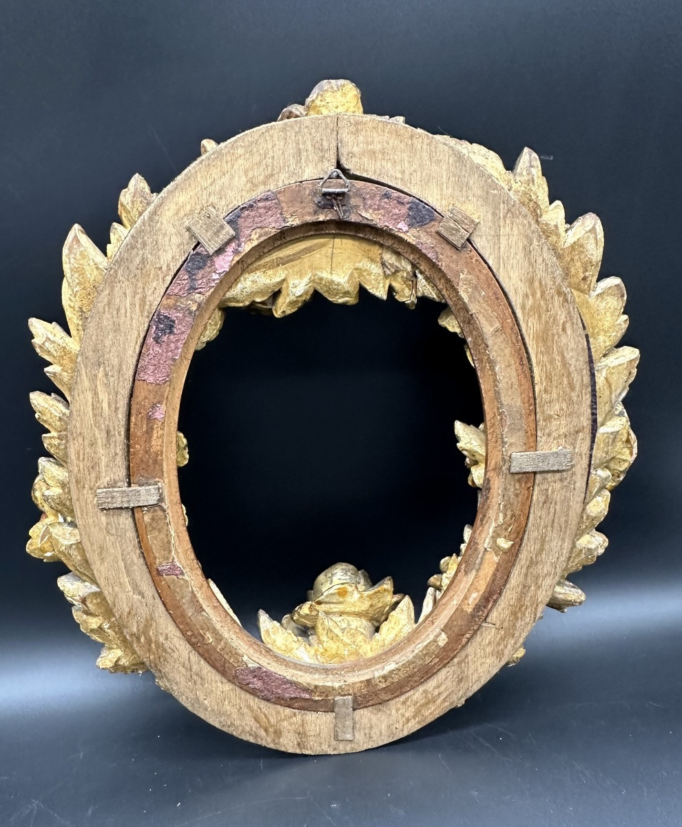 Cadre ancien en bois sculpté et doré - XVIIIe siècle-photo-2