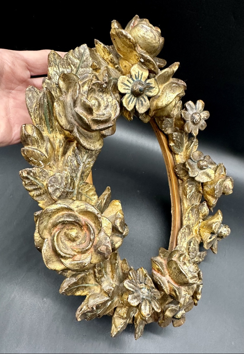 Cadre ancien en bois sculpté et doré - XVIIIe siècle-photo-4