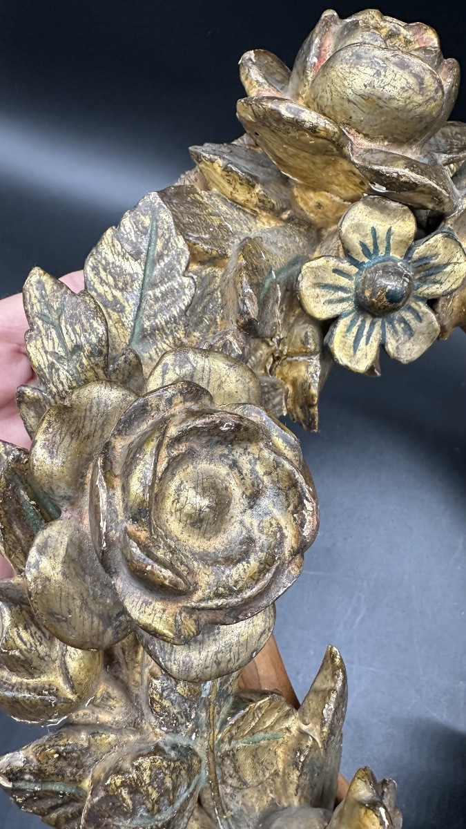 Cadre ancien en bois sculpté et doré - XVIIIe siècle-photo-5