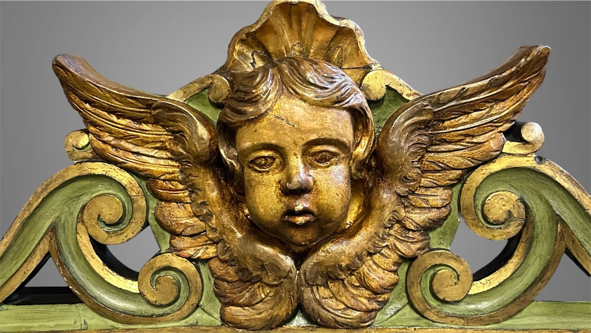 Paire de panneaux décoratifs à têtes de chérubins ailés. Italie, XIXe siècle.-photo-2