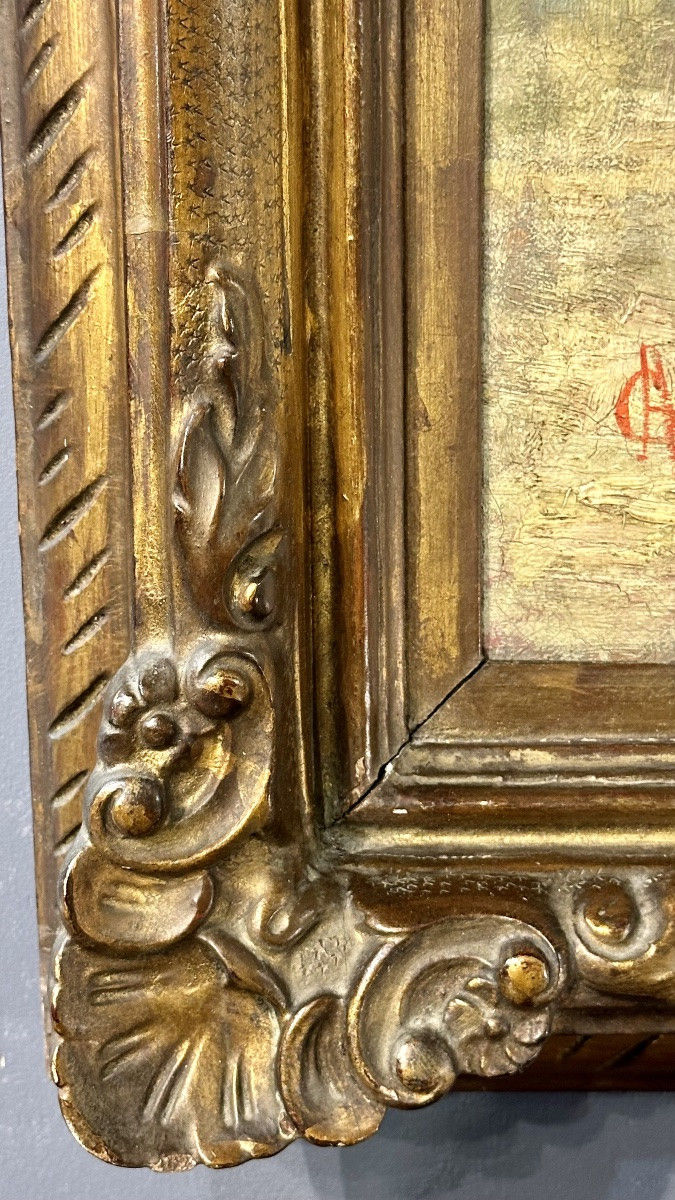 Huile sur toile « La Femme Libellule » - A. Carnielli (signée) - XIXe siècle-photo-3