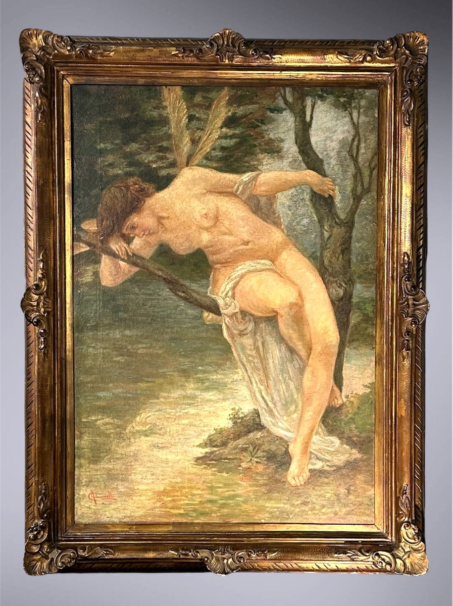 Huile sur toile « La Femme Libellule » - A. Carnielli (signée) - XIXe siècle