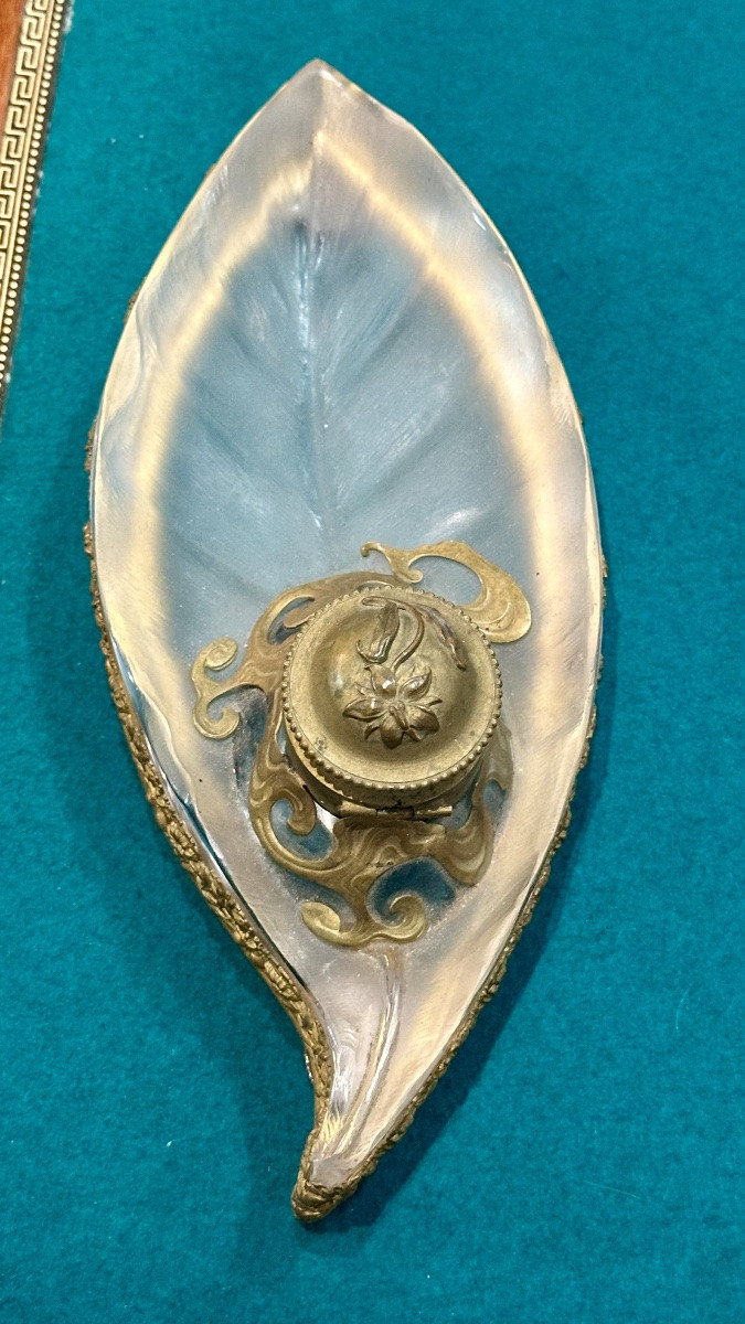 Encrier en cristal et bronze – Fin XIXe/Début XXe siècle-photo-4