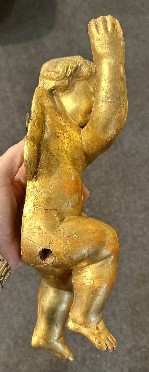 Paire de chérubins, anges sculptés et dorés - XIXe siècle-photo-5