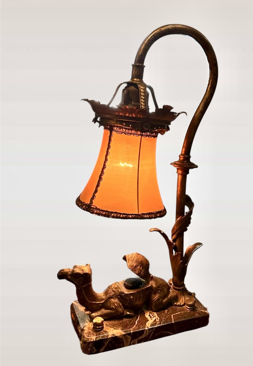 Lampe de table, encrier de style oriental avec chameau – XIXe siècle-photo-2