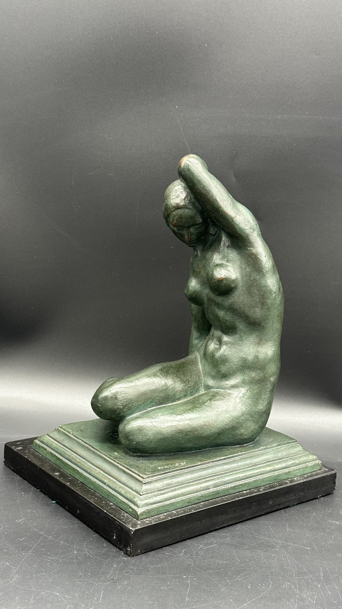 Bronze Female Sculpture, Signed Pavesi - Art Deco-photo-2