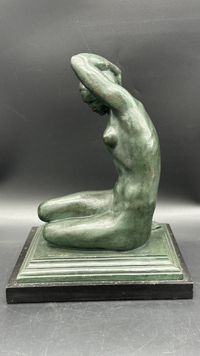Bronze Female Sculpture, Signed Pavesi - Art Deco-photo-3