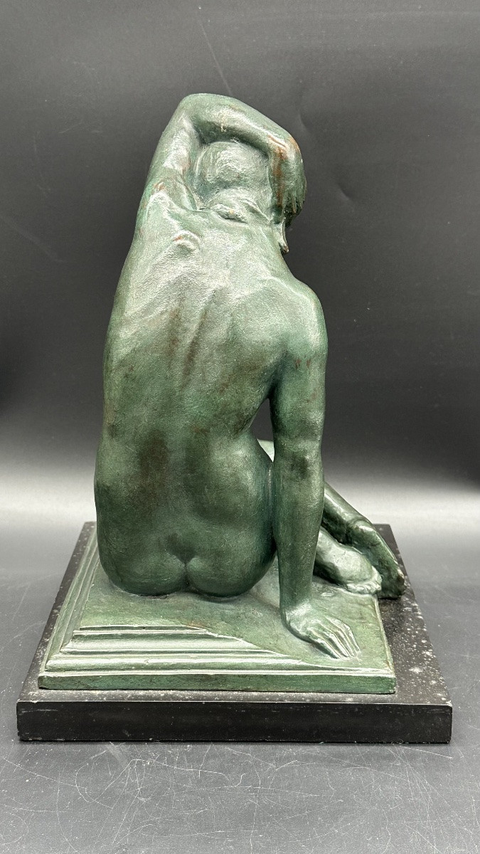 Bronze Female Sculpture, Signed Pavesi - Art Deco-photo-4